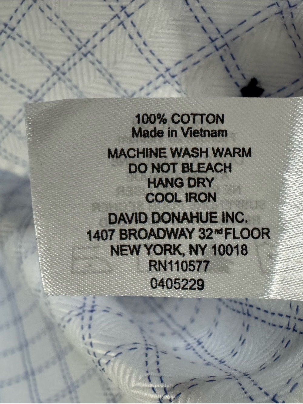 David Donahue White Shirt with Light Blue Windowpane Check - Picture 5 of 9